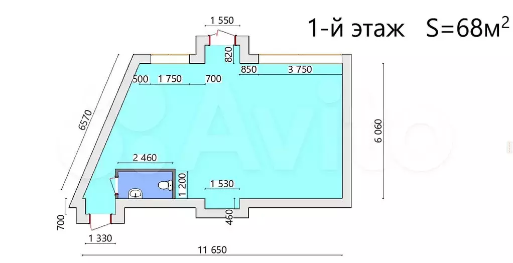 Свободного назначения с отоплением, 68 м - Фото 1