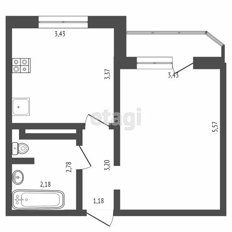 1-комнатная квартира: Тюмень, Кремлёвская улица, 112к3 (42 м) - Фото 1