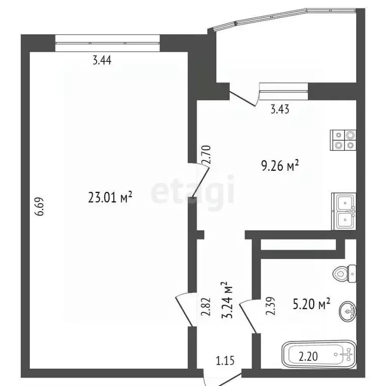 2-к кв. Тюменская область, Тюмень ул. Александра Митинского, 6 (41.0 ... - Фото 0