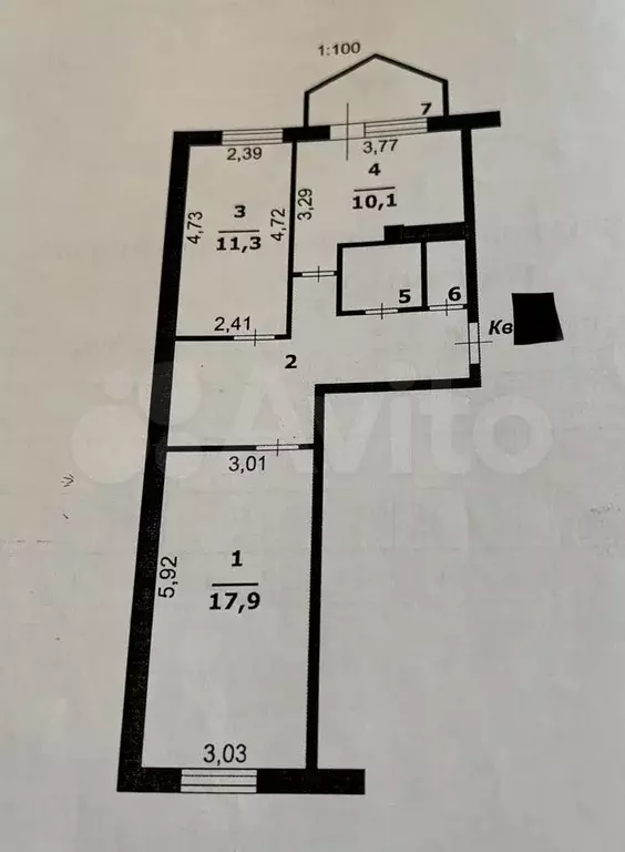 2-к. квартира, 56,1 м, 4/5 эт. - Фото 0