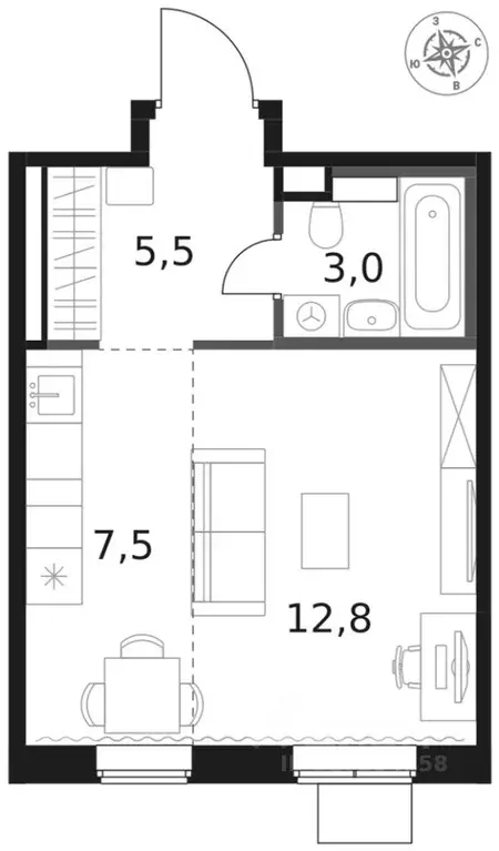 Студия Московская область, Химки Клязьма-Старбеево мкр, Международный ... - Фото 2