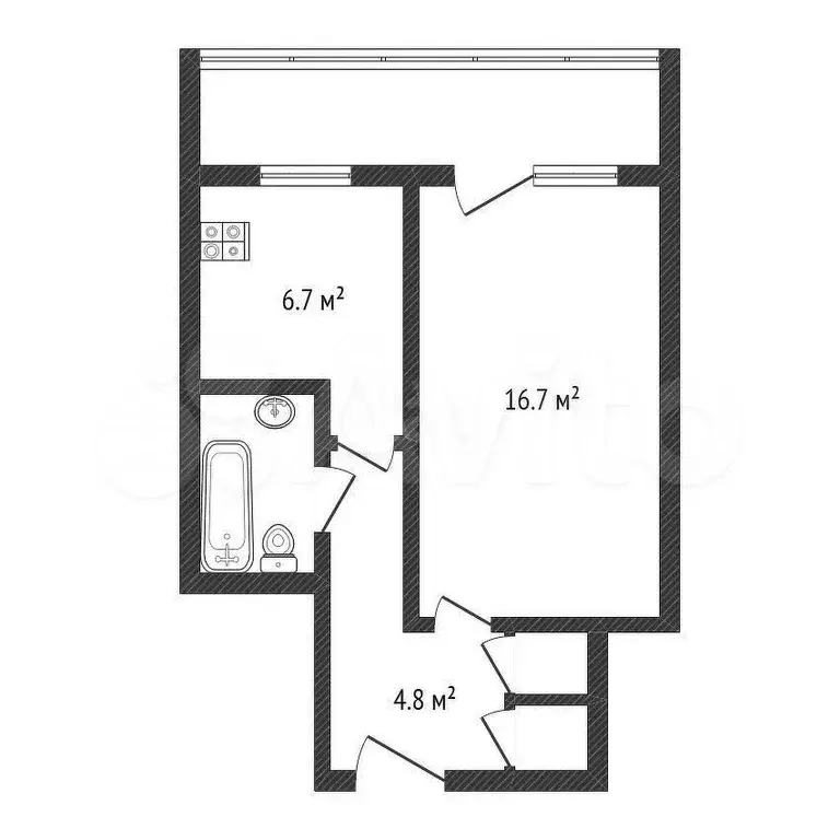 1-к. квартира, 38 м, 6/9 эт. - Фото 1