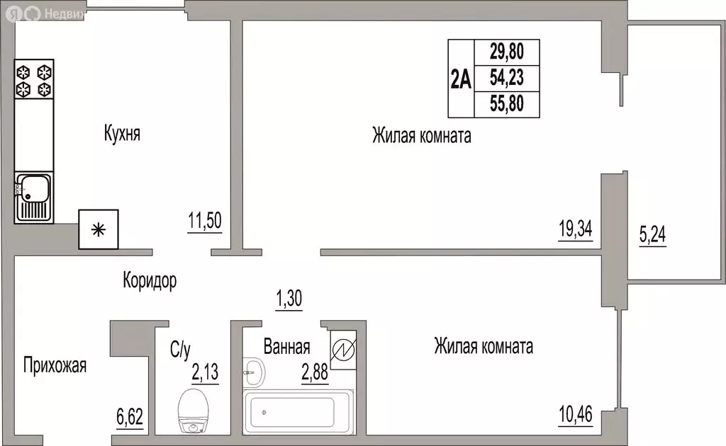 2-комнатная квартира: Псков, Линейная улица, 89 (55.8 м) - Фото 0