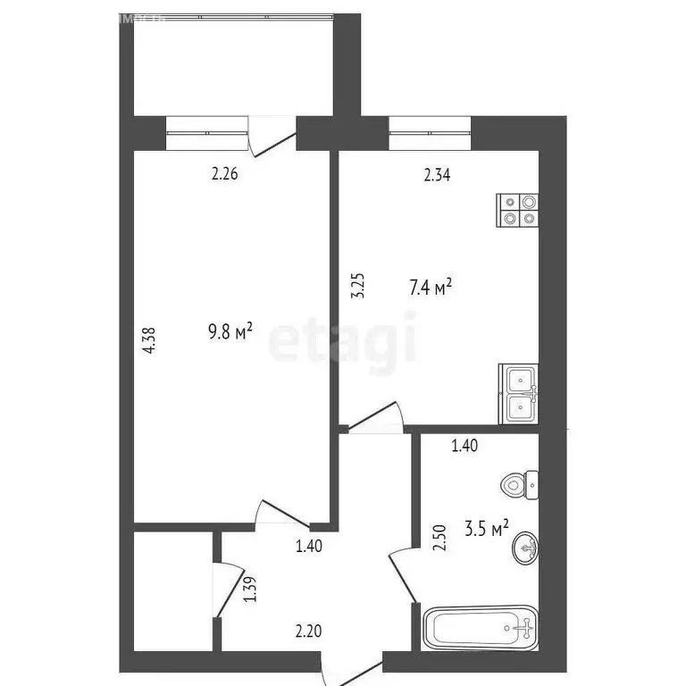 1-комнатная квартира: Щепкинское сельское поселение, посёлок ... - Фото 1