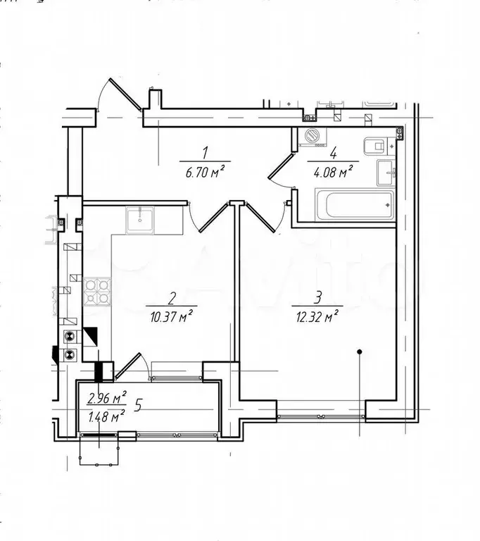 1-к. квартира, 35 м, 3/4 эт. - Фото 1