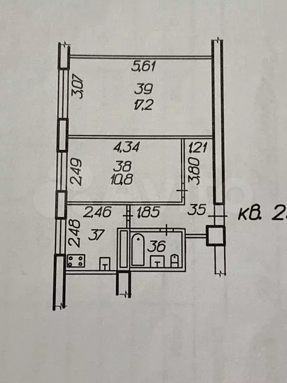 2-к. квартира, 42,5 м, 1/5 эт. - Фото 0