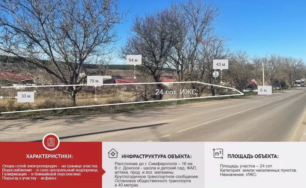 Участок в Крым, Симферопольский район, с. Донское ул. Фонтанная (24.0 ... - Фото 1