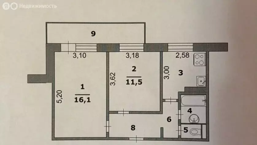 2-комнатная квартира: Белгород, Привольная улица, 8 (44.4 м) - Фото 1