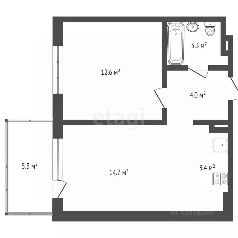 2-к кв. Пермский край, д. Кондратово ул. Парфенова, 5 (39.6 м) - Фото 1