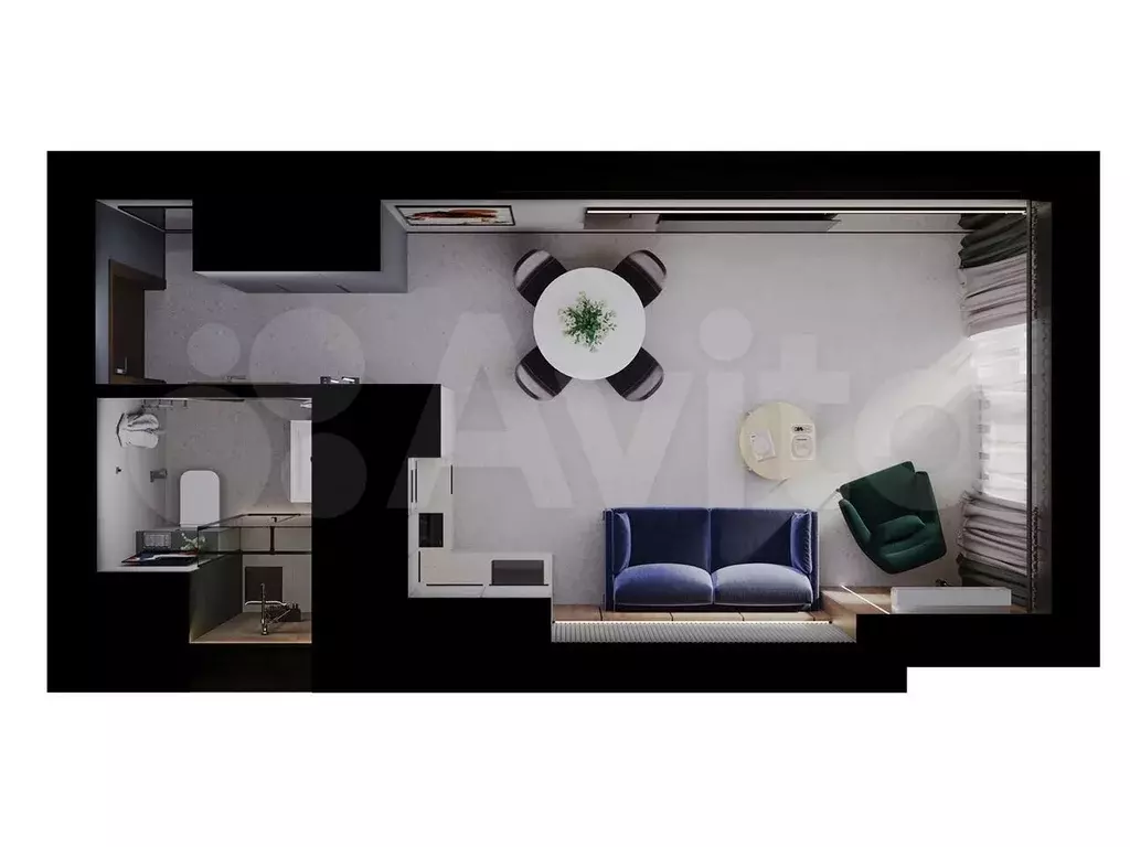 Апартаменты-студия, 23,2 м, 3/9 эт. - Фото 1
