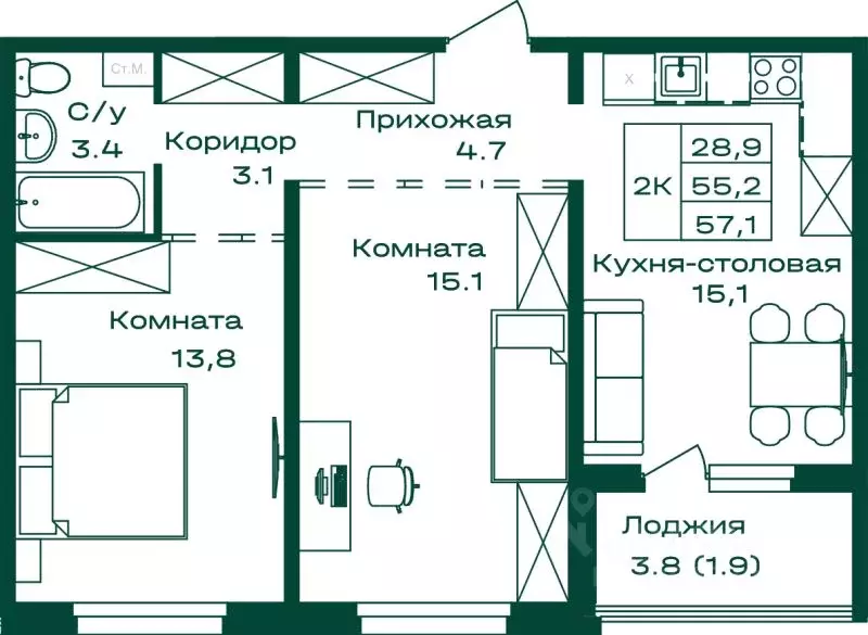 2-к кв. Алтай, Майминский район, с. Майма Алтайская ул., 2АК1 (57.1 м) - Фото 0