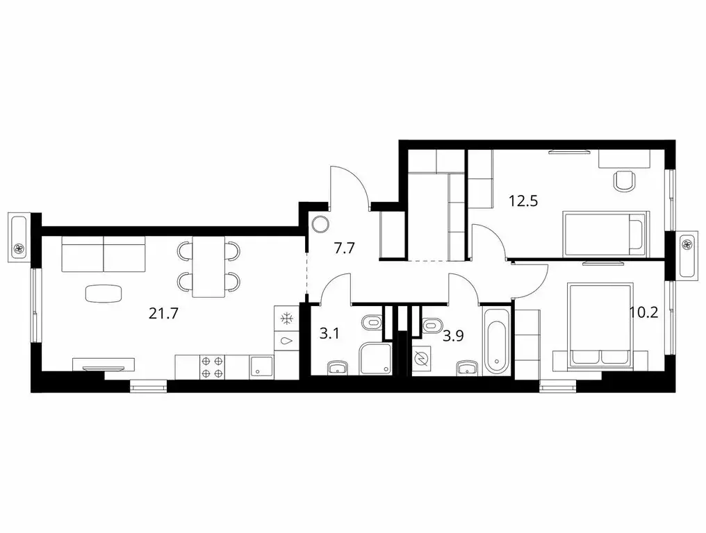 2-комнатная квартира: посёлок городского типа Боброво, ЖК Восточное ... - Фото 1