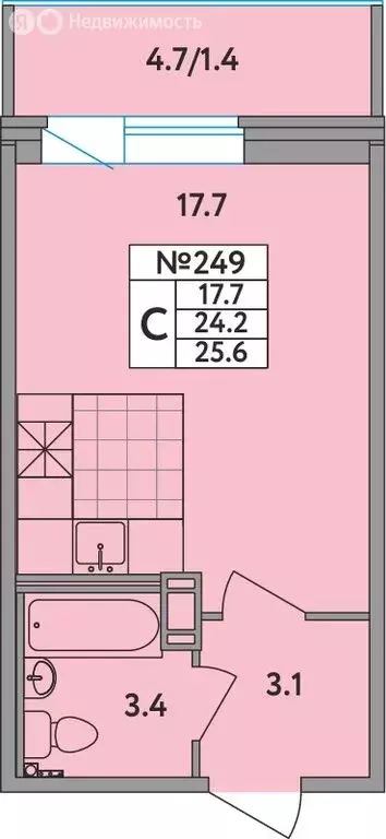 Квартира-студия: Новое Девяткино, Главная улица, 2 (25.6 м) - Фото 1