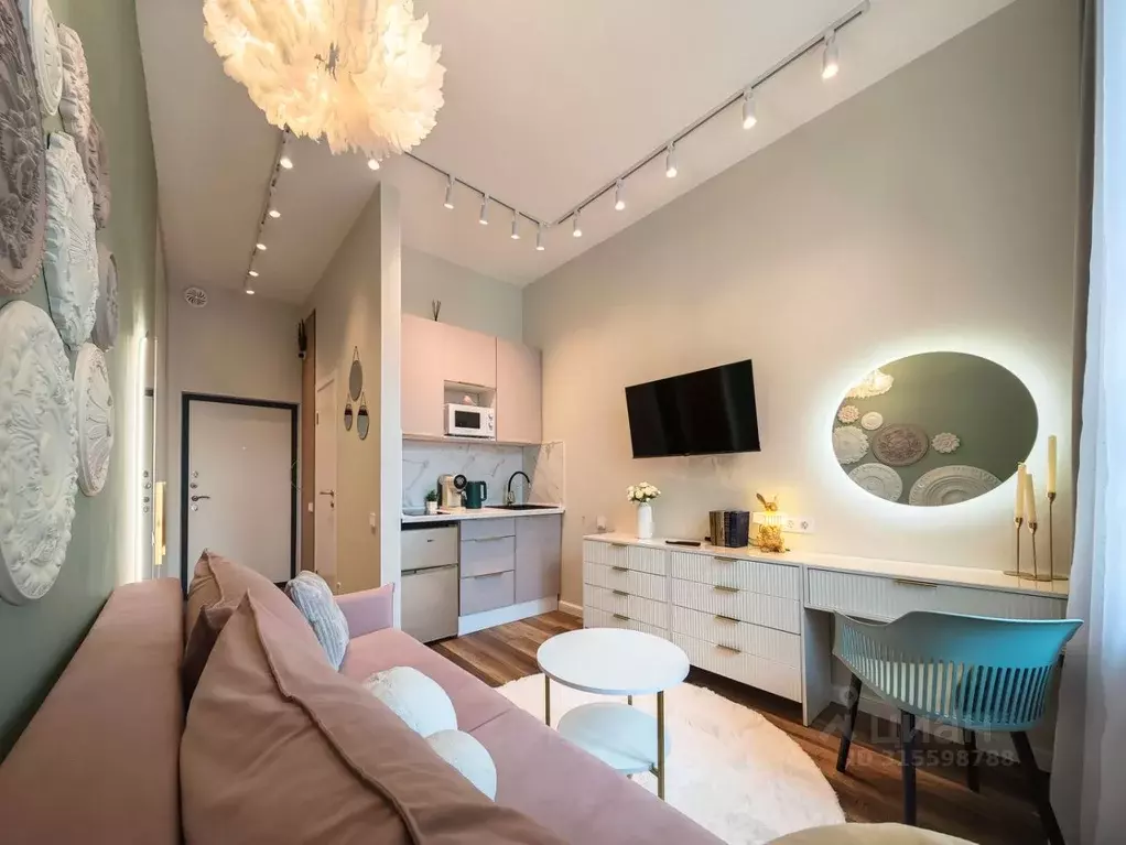 Студия Санкт-Петербург Тележная ул., 21 (19.0 м) - Фото 1