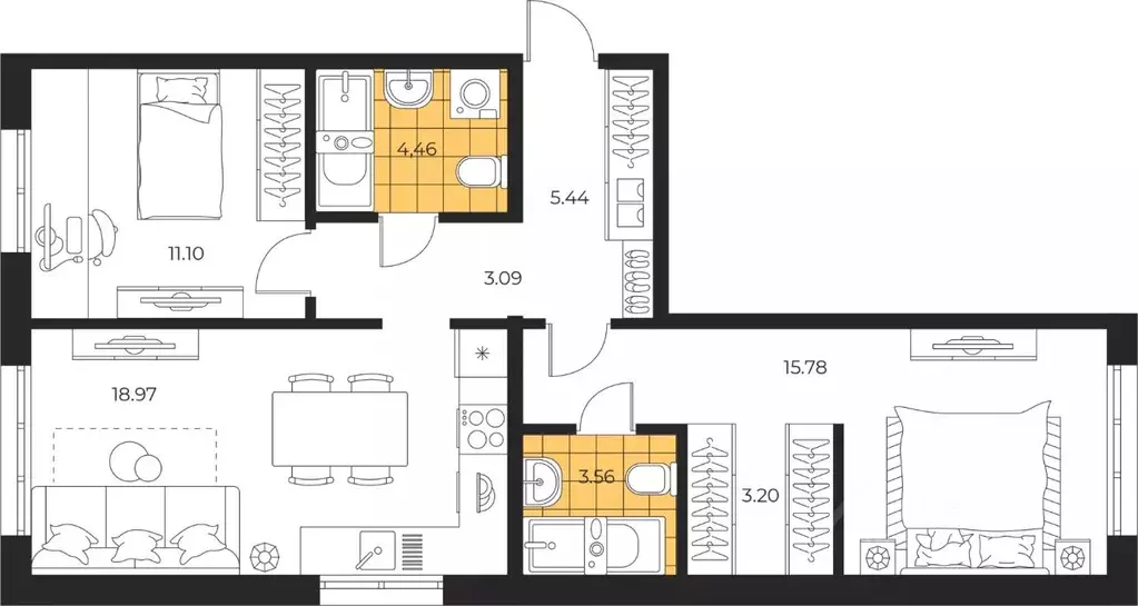2-к кв. Сахалинская область, Южно-Сахалинск  (65.6 м) - Фото 1