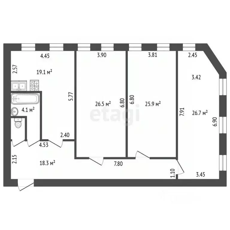 3-к кв. Санкт-Петербург ул. Черняховского, 1/63 (121.7 м) - Фото 2