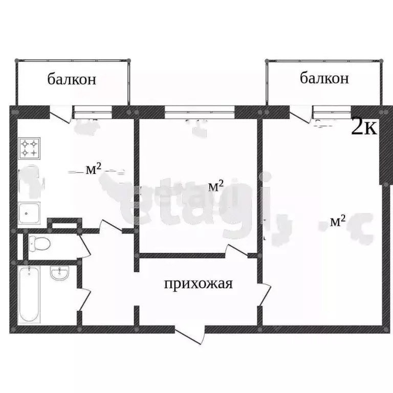 2-к кв. Белгородская область, Белгород ул. Губкина, 57 (62.3 м) - Фото 1