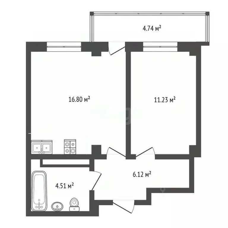 1-к кв. Тюменская область, Тюмень ул. Николая Никитина, 2 (38.6 м) - Фото 1