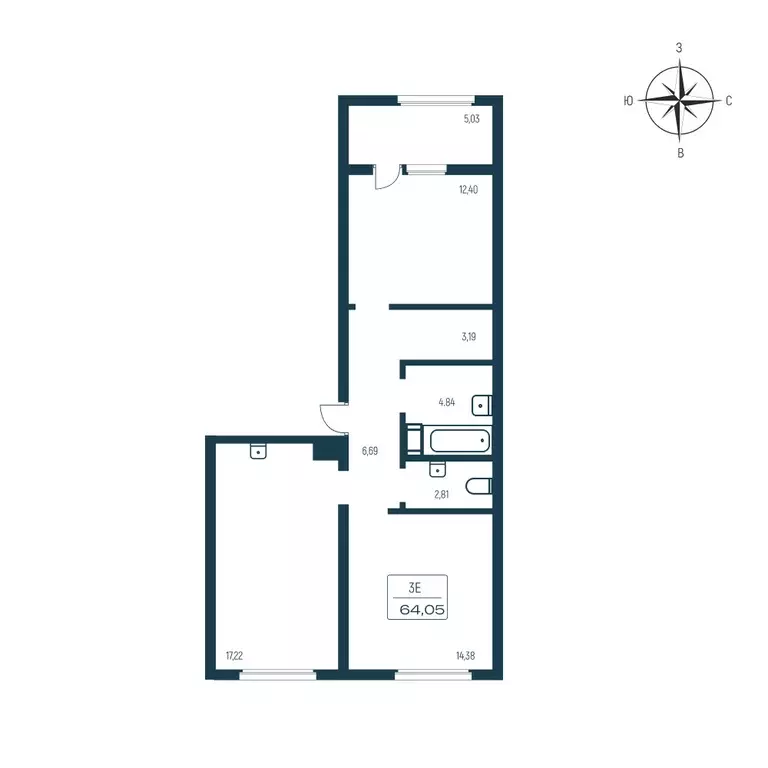 Продаётся 2-к квартира, 64.05 м - Фото 1