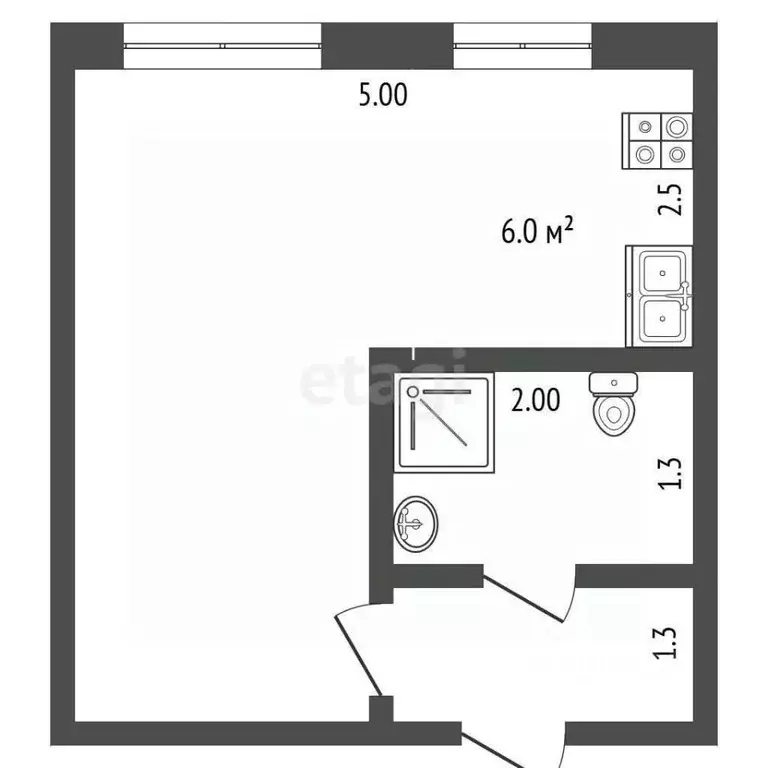 Студия Ямало-Ненецкий АО, Новый Уренгой Строителей мкр, 4 (25.0 м) - Фото 2