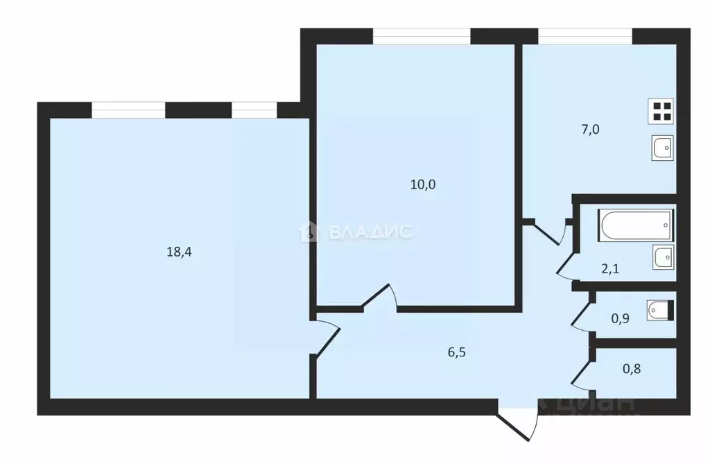 2-к кв. Санкт-Петербург Ириновский просп., 25 (45.0 м) - Фото 1