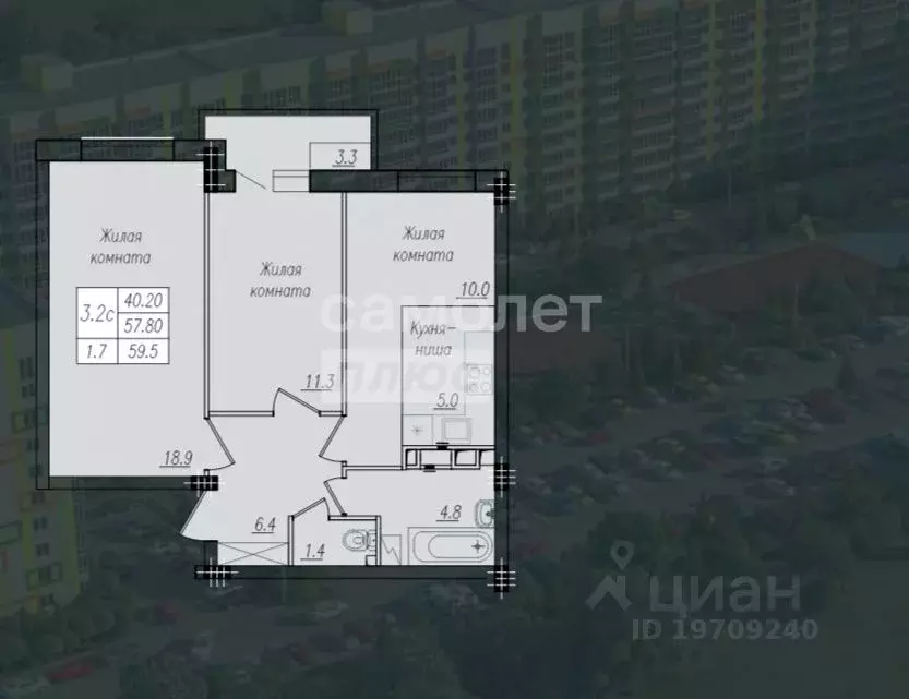 3-к кв. Курская область, Курск ул. Энгельса, 158к1 (59.5 м) - Фото 1