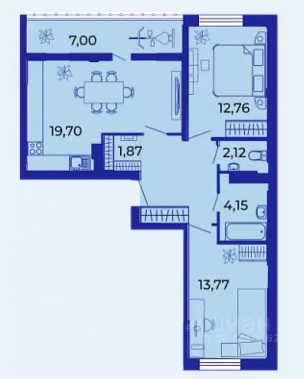 2-к кв. Брянская область, Брянск ул. Имени О.С. Визнюка, 18 (71.01 м) - Фото 1