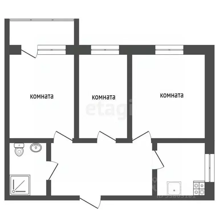 3-к кв. Ростовская область, Аксай ул. Суворова, 15 (100.0 м) - Фото 1