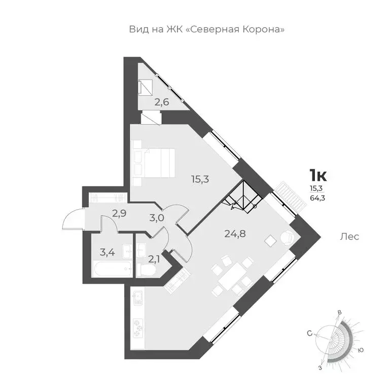 2-комнатная квартира: Новосибирск, улица имени генерал-майора А.Н. ... - Фото 0