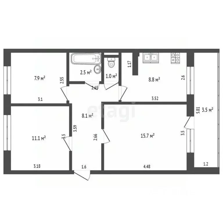 3-к кв. Забайкальский край, Чита Советская ул., 9 (55.1 м) - Фото 0