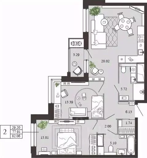2-к кв. Тульская область, Тула ул. Фридриха Энгельса, 74 (82.06 м) - Фото 0
