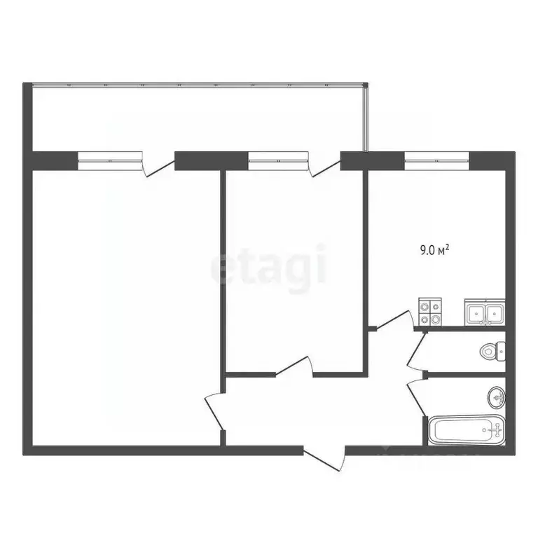 2-к кв. Тамбовская область, Тамбов ул. Карла Маркса, 176 (47.4 м) - Фото 1