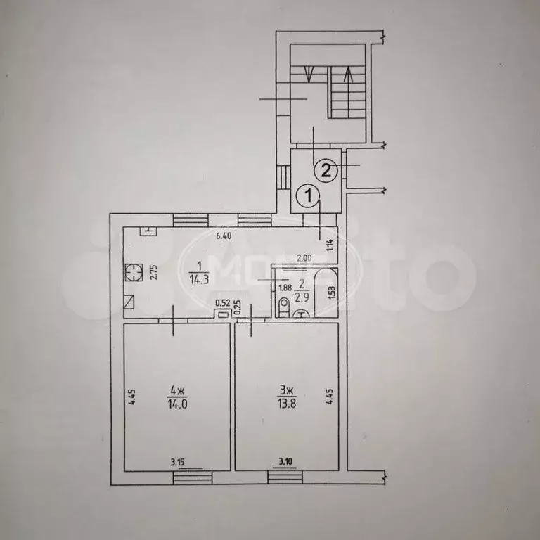 2-к. квартира, 46 м, 1/2 эт. - Фото 0