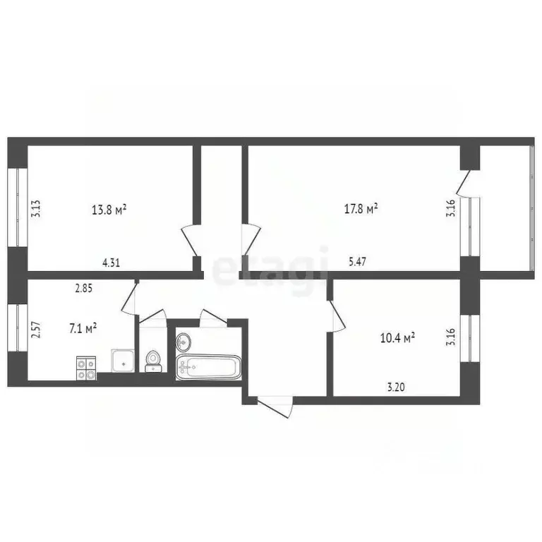 3-к кв. Ямало-Ненецкий АО, Ноябрьск ул. Изыскателей, 50 (65.0 м) - Фото 1