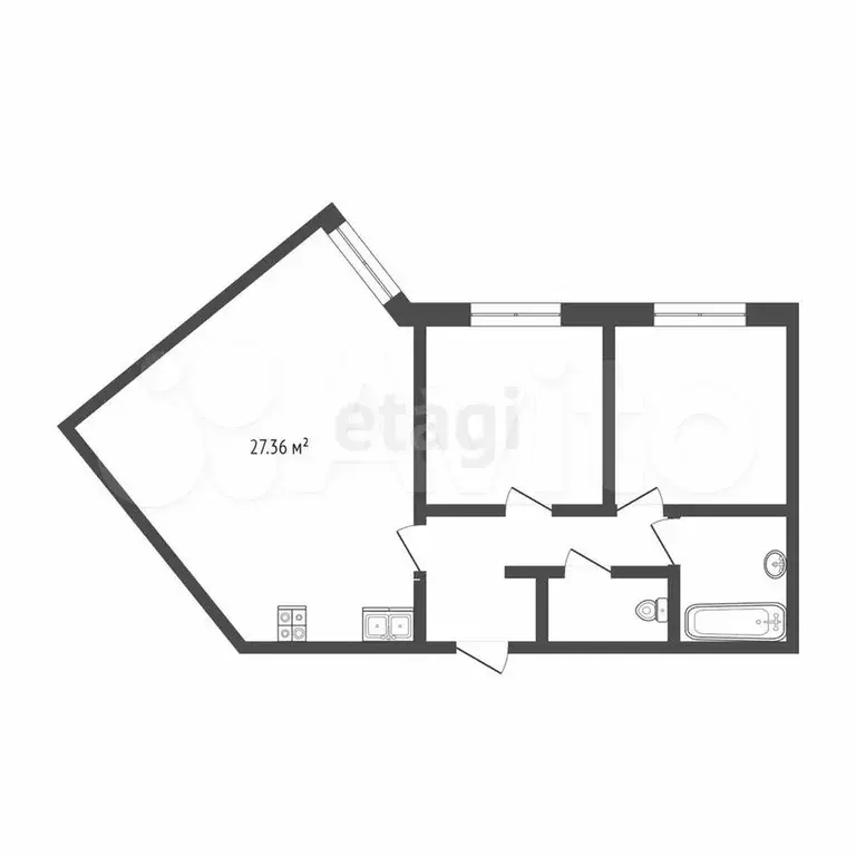 2-к. квартира, 62,8 м, 5/10 эт. - Фото 0