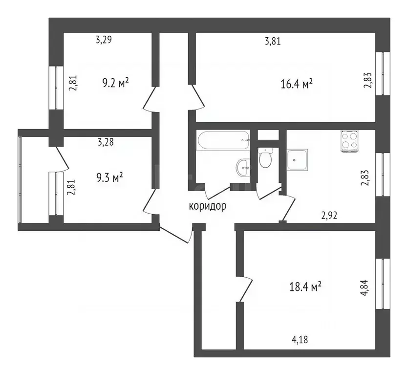 4-к кв. Тюменская область, Тюмень Молодежная ул., 70к1 (81.0 м) - Фото 2