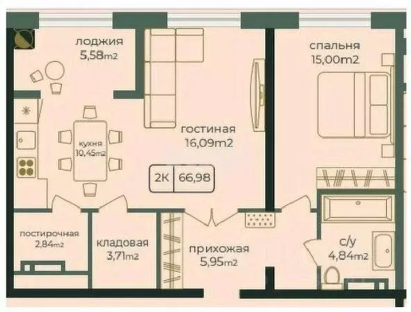 2-к кв. Дагестан, Каспийск просп. Акулиничева (66.72 м) - Фото 0