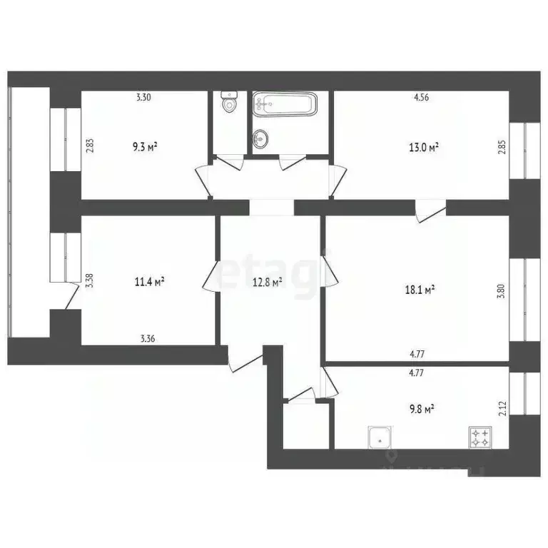 4-к кв. Вологодская область, Вологда 1-й ГПЗ-23 мкр, 3к2 (80.0 м) - Фото 0