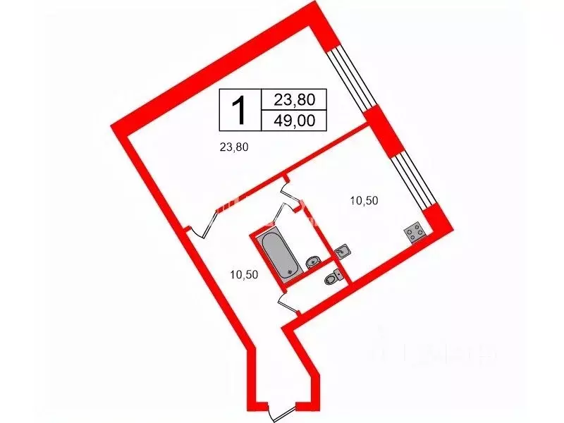 1-к кв. Санкт-Петербург пос. Шушары, Школьная ул., 1к2 (49.0 м) - Фото 1