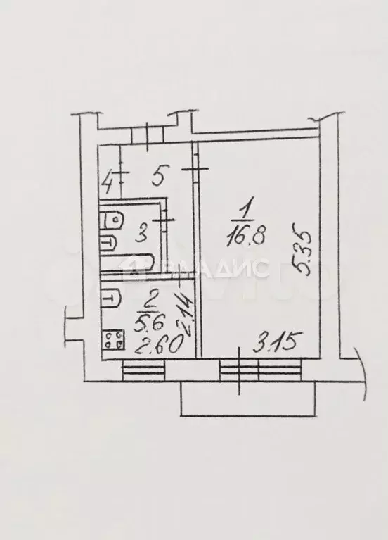 1-к. квартира, 31 м, 3/5 эт. - Фото 0