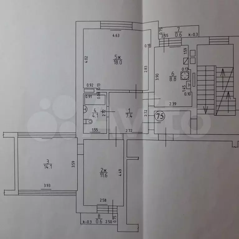 3-к. квартира, 64 м, 4/7 эт. - Фото 0