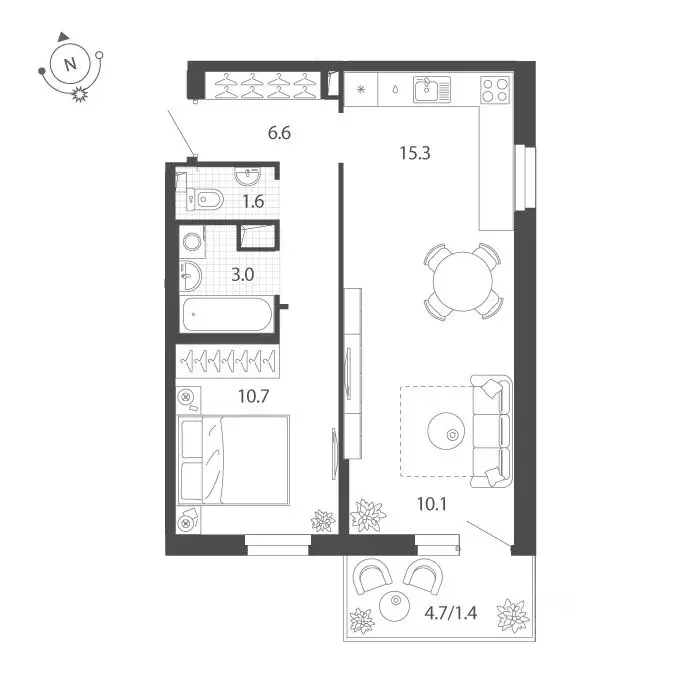 2-к кв. Тюменская область, Тюмень ул. Парада Победы, 11 (48.3 м) - Фото 0