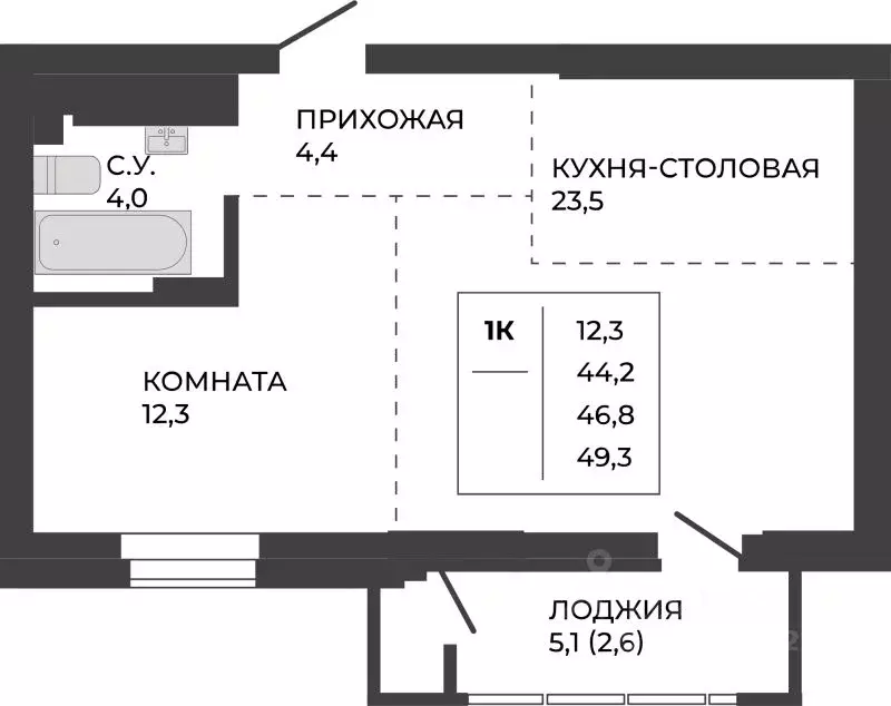 1-к кв. Алтайский край, Барнаул ул. Шумакова, 7к2 (46.8 м) - Фото 0