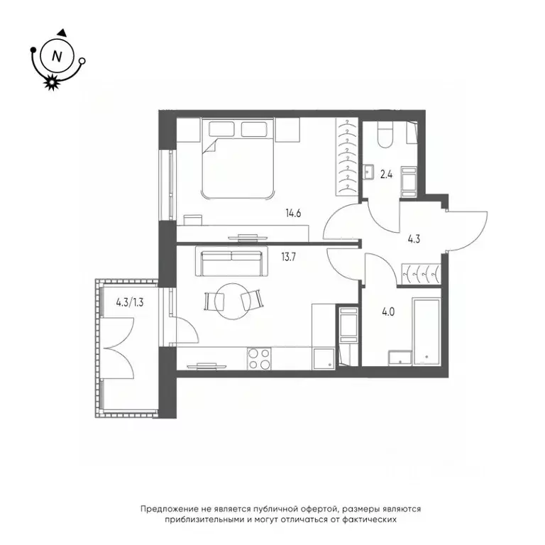 1-к кв. Омская область, Омск Зеленая река мкр, 14 (40.3 м) - Фото 0