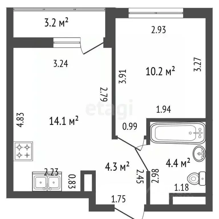 1-к кв. Ленинградская область, Всеволожский район, пос. Бугры ул. ... - Фото 2
