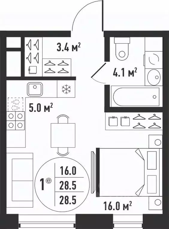 1-к кв. Астраханская область, Астрахань Августовская ул. (28.5 м) - Фото 2