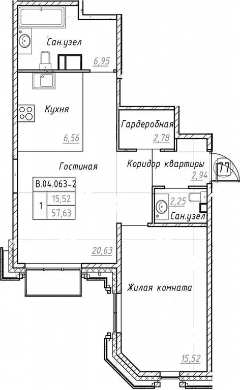 2-к кв. Санкт-Петербург ул. Помяловского, 3 (57.0 м) - Фото 0