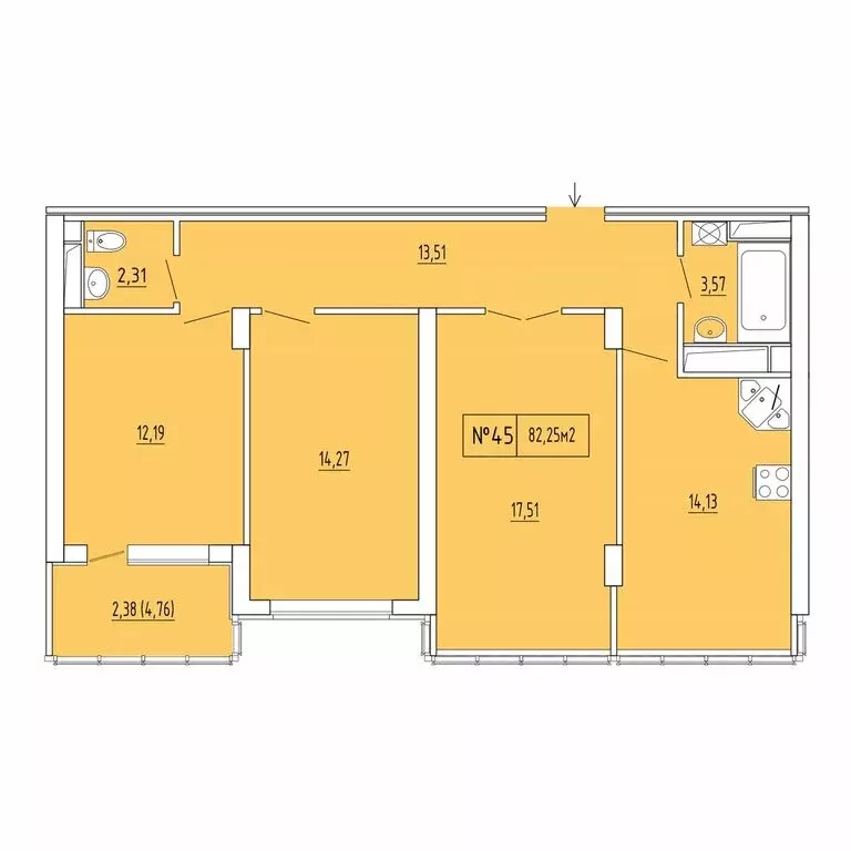 3-комнатная квартира: Феодосия, ЖК Гриновский (79.87 м) - Фото 1