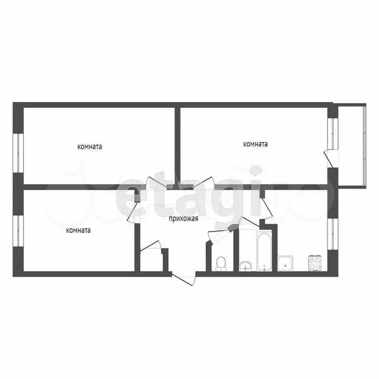 3-к. квартира, 63 м, 5/5 эт. - Фото 0