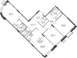 3-комнатная квартира: посёлок городского типа Заречье, жилой комплекс ... - Фото 1